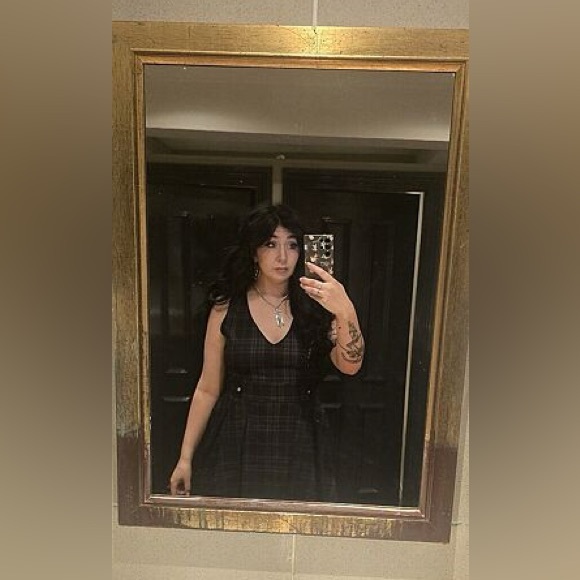 Disturbia Reckless Check Mini Pinafore Dress US 16 / UK 20 - Picture 9 of 12